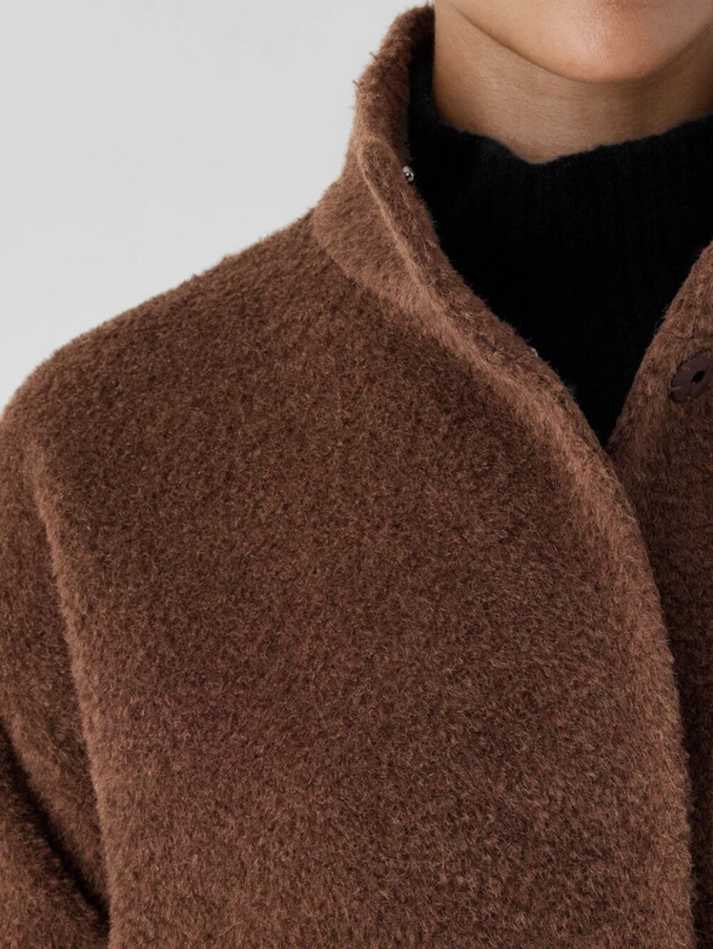 Eileen Fisher Sheared Alpaca Stand Collar Coat - Picture 2 of 16
